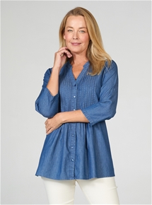 Pintuck Denim Shirt